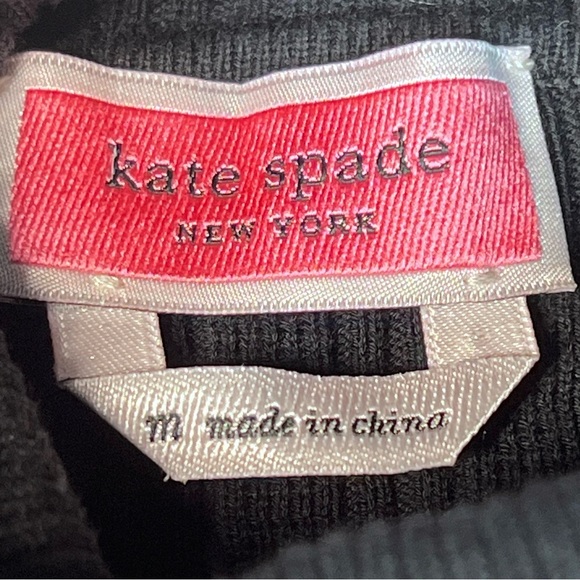 KATE SPADE Black Ribbed Turtleneck With White Ruffled Trim Women's Size M - Picture 12 of 12